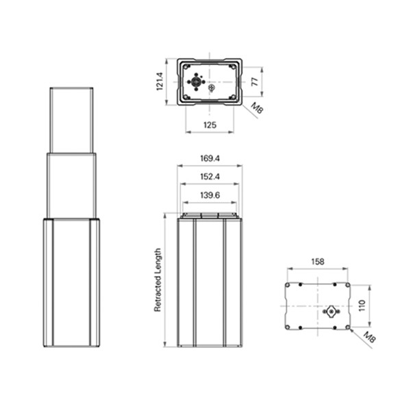 3-Stage Lifting Telescopic Pillars Height Adjustable Industrial Lifting Columns